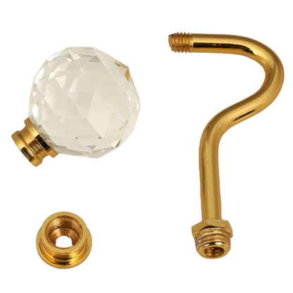 Wall mounted curtain tie back hook, Designed as a crystal glass ball attached at top of a metal hook.