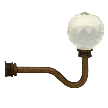 Wall mounted curtain tie back hook, Designed as a crystal glass ball attached at top of a metal hook.