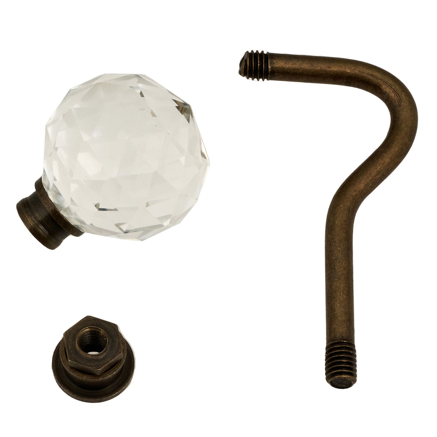 Wall mounted curtain tie back hook, Designed as a crystal glass ball attached at top of a metal hook.