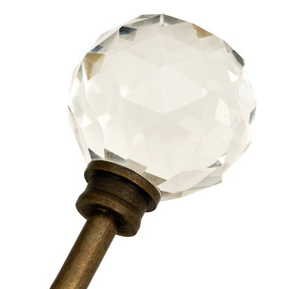 Wall mounted curtain tie back hook, Designed as a crystal glass ball attached at top of a metal hook.